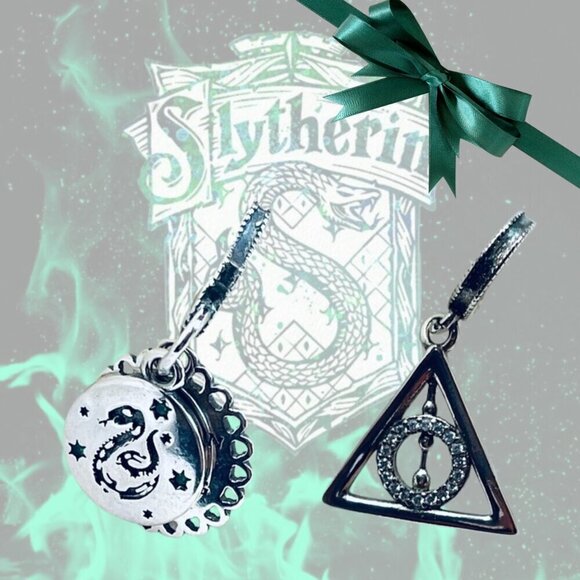 ⚡ Lot of 2 Harry Potter Dangle Charms – Slytherin &  Deathly Hallows✨ - Picture 1 of 13